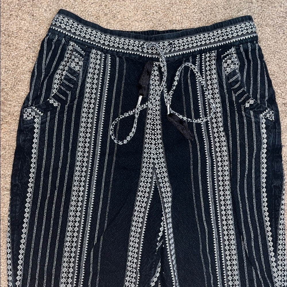 Anthropologie Essential Beach Pant Pull-On Boho Tassel Tie Waist Black Medium - Picture 4 of 10